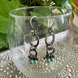 Silpada Earrings W1536 Sterling Double Circle Howlite & Bronze Seed Chandelier